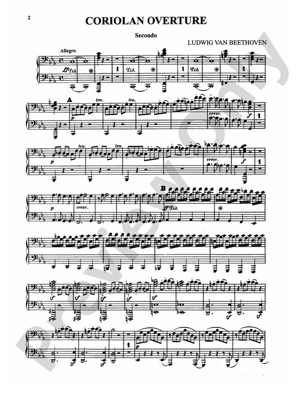 Beethoven - Overtures (Arranged) - 1 Piano, 4 Hands (Digital Download)
