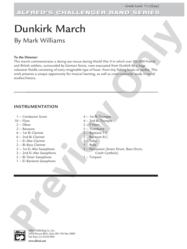 Dunkirk March - Concert Band Conductor Score & Parts (Digital Download)