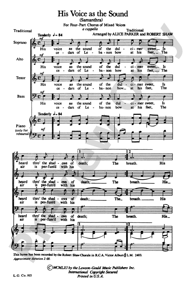 His Voice As the Sound – SATB (Digital Download)