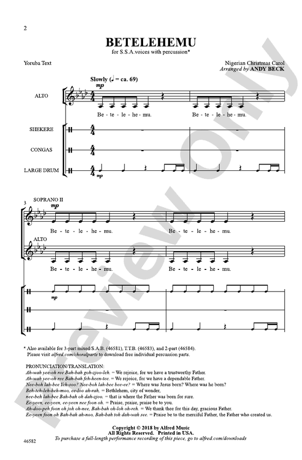 Betelehemu – SSA Choral Octavo (Digital Download)
