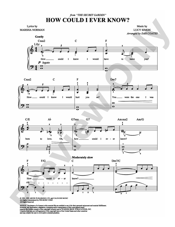 How Could I Ever Know? - Arr. Dan Coates - Easy Piano (Digital Download)