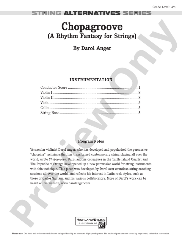 Chopagroove – String Orchestra Conductor Score & Parts (Digital Download)