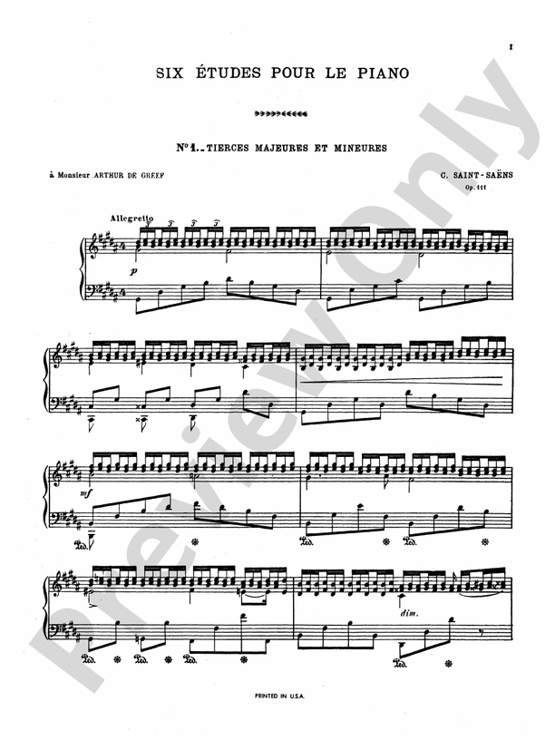Saint-Saens - Six Etudes, Op. 111 - Piano Solo (Digital Download)
