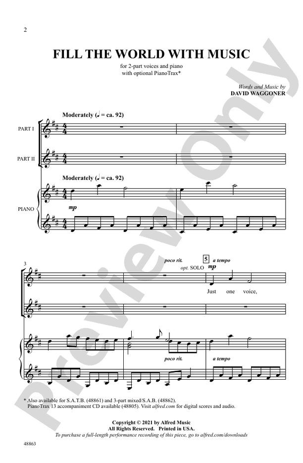 Fill the World with Music – 2-Part Choral Octavo (Digital Download)