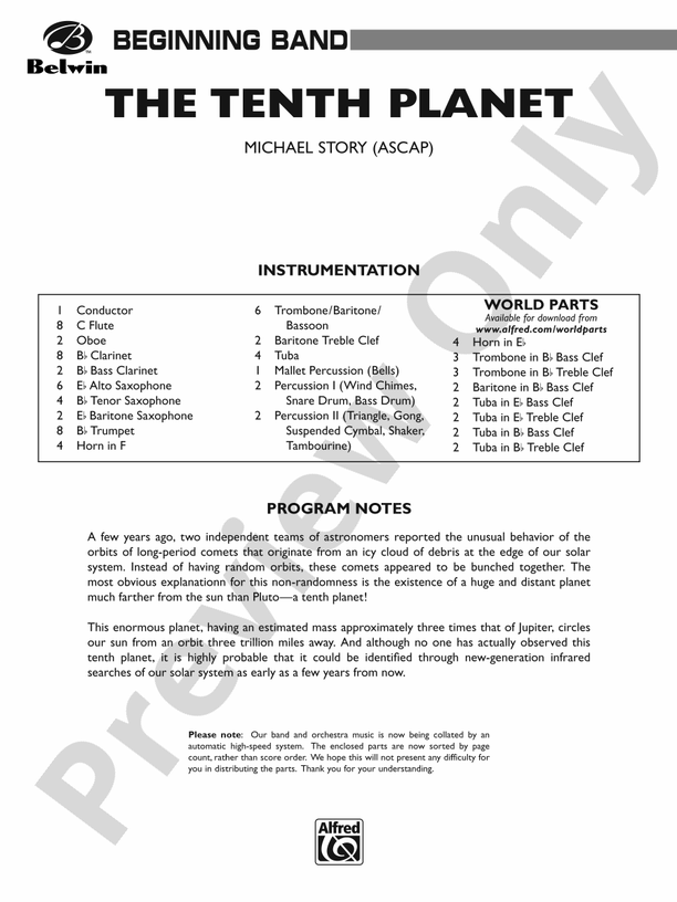 The Tenth Planet - Concert Band Conductor Score & Parts (Digital Download)