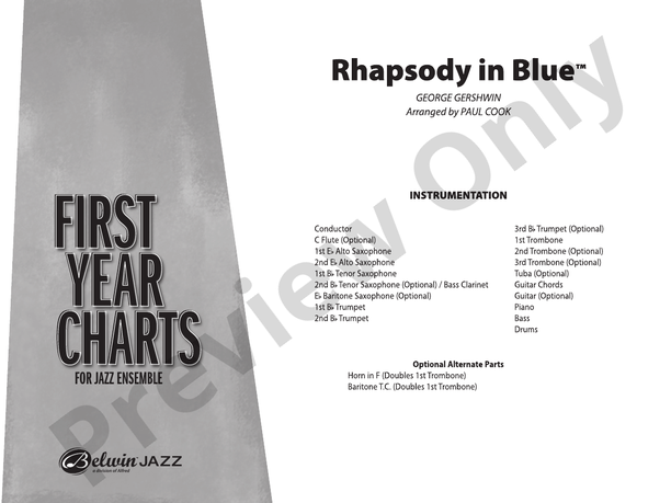 Rhapsody in Blue (Arr. Paul Cook) - Jazz Ensemble Conductor Score & Parts (Digital Download)