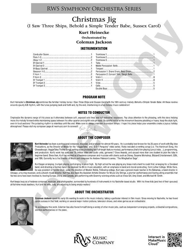 Christmas Jig - Full Orchestra Conductor Score & Parts (Digital Download)