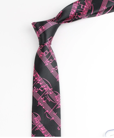 Neck Tie Black with Pink Manuscript