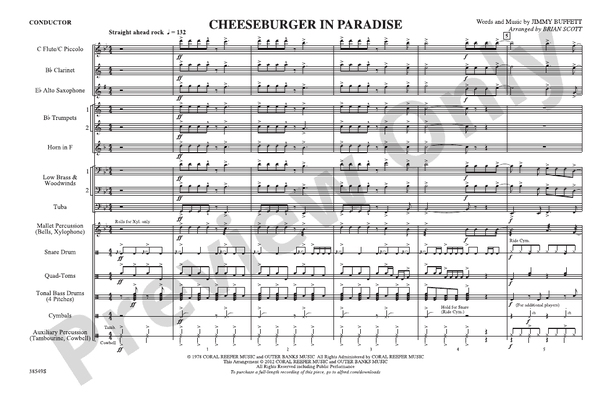 Cheeseburger in Paradise – Marching Band Conductor Score & Parts (Digital Download)