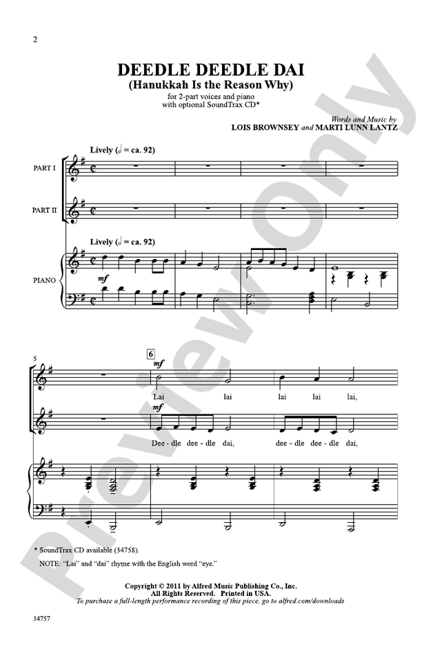 Deedle Deedle Dai – 2-Part Choral Octavo (Digital Download)