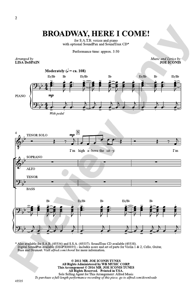 Broadway, Here I Come! – SATB Choral Octavo (Digital Download)