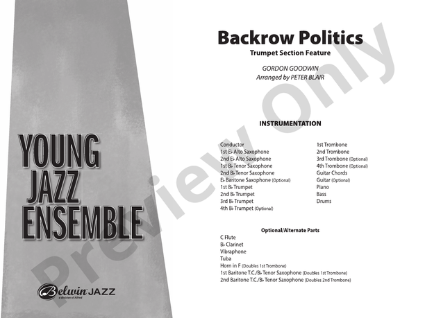 Backrow Politics (Grade 2) - Jazz Ensemble Conductor Score & Parts(Digital Download)