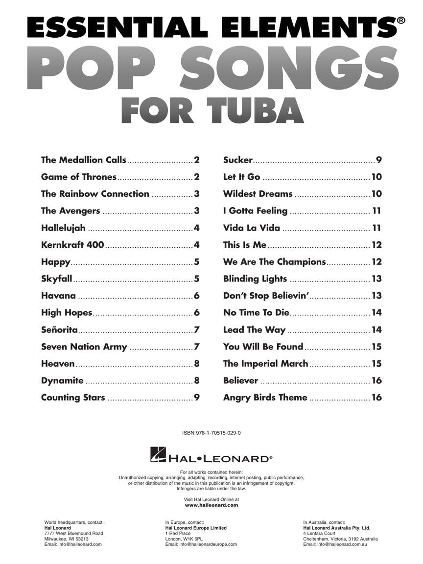 Essential Elements Pop Songs for Tuba - Hal Leonard 870080
