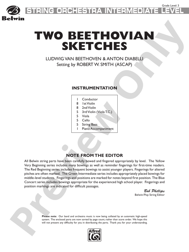 Two Beethovian Sketches – String Orchestra Conductor Score & Parts (Digital Download)