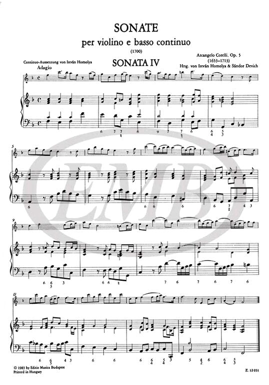 Corelli - 12 Sonatas Op5 Volume 1B - Violin/Basso Continuo EMB Z12051