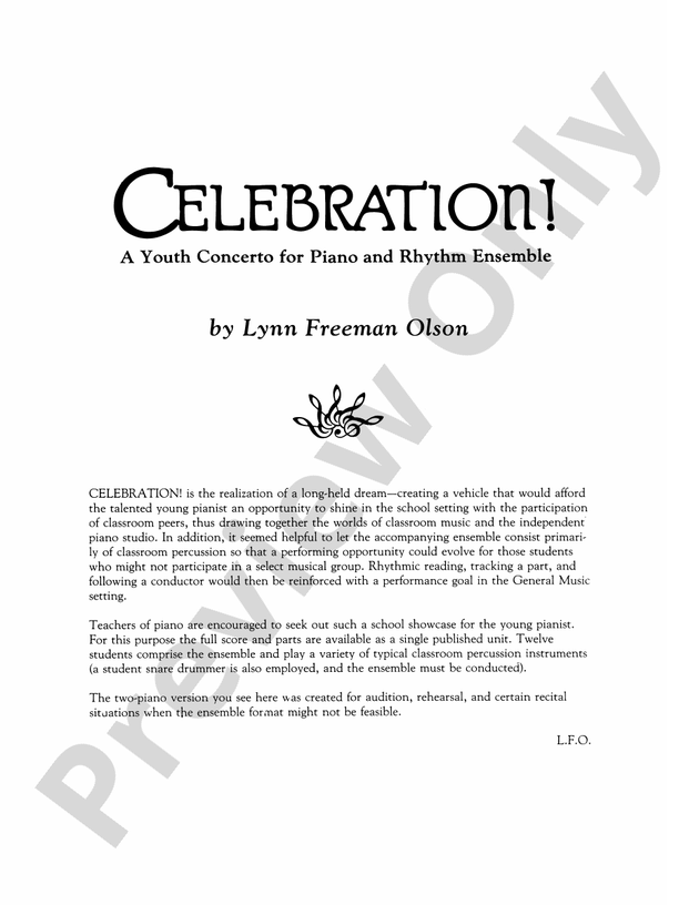 Celebration!: A Youth Concerto for Piano and Rhythm Ensemble - 2 Pianos, 4 Hands (Digital Download)