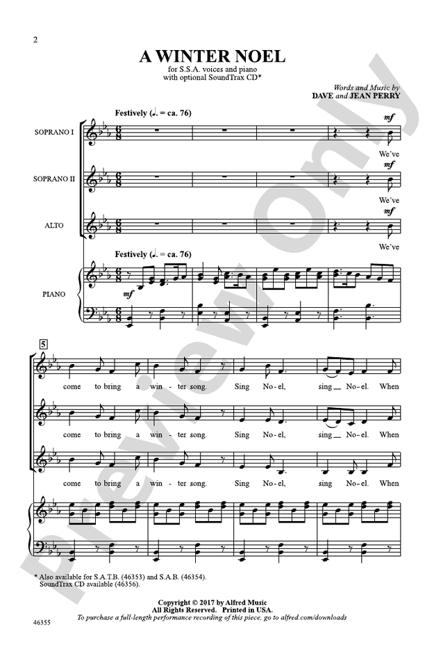 A Winter Noel - SSA Choral Octavo (Digital Download)