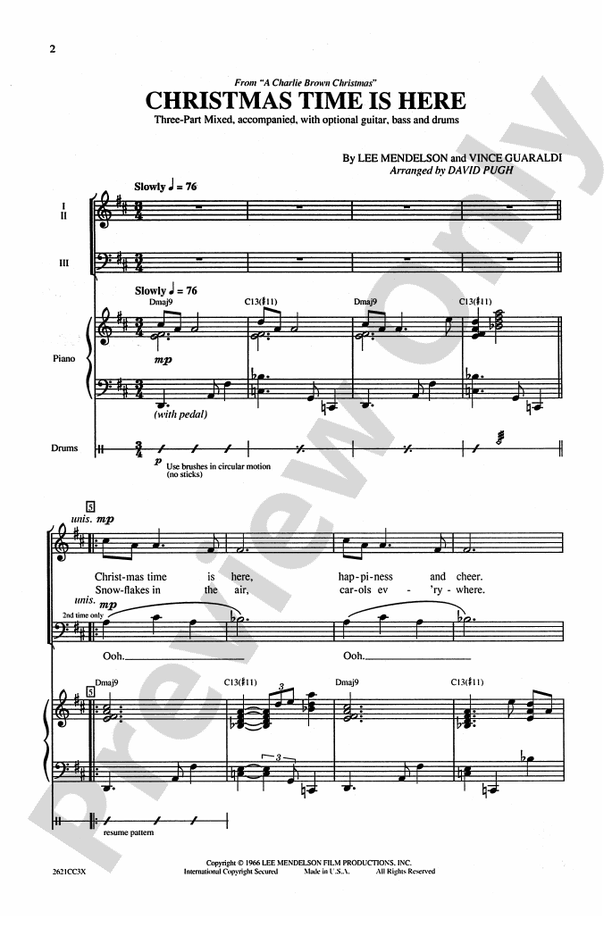 Christmas Time Is Here – 3-Part Mixed Choral Octavo (Digital Download)