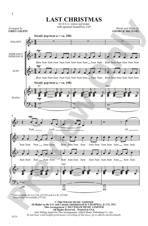 Last Christmas – SSA Choral Octavo (Digital Download)