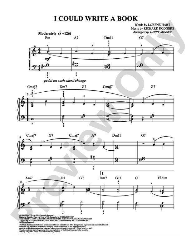 I Could Write a Book - Arr. Larry Minsky - Easy Piano (Digital Download)
