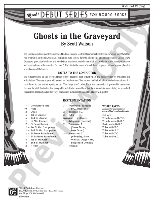 Ghosts in the Graveyard - Concert Band Conductor Score & Parts (Digital Download)