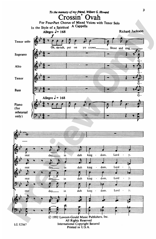 Crossin' Ovah – SATB Choral Octavo (Digital Download)