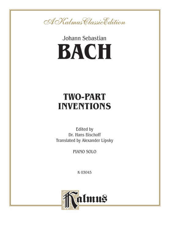 Bach - Two-Part Inventions (Ed. Hans Bischoff) - Piano Solo (Digital Download)