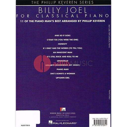 Billy Joel for Classical Piano Piano Solo arr Phillip Keveren Hal Leonard