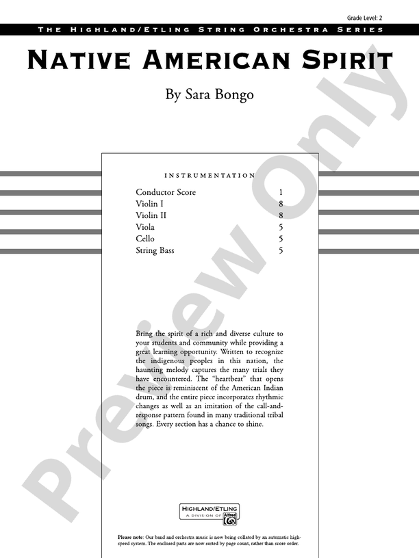 Native American Spirit – String Orchestra Conductor Score & Parts (Digital Download)