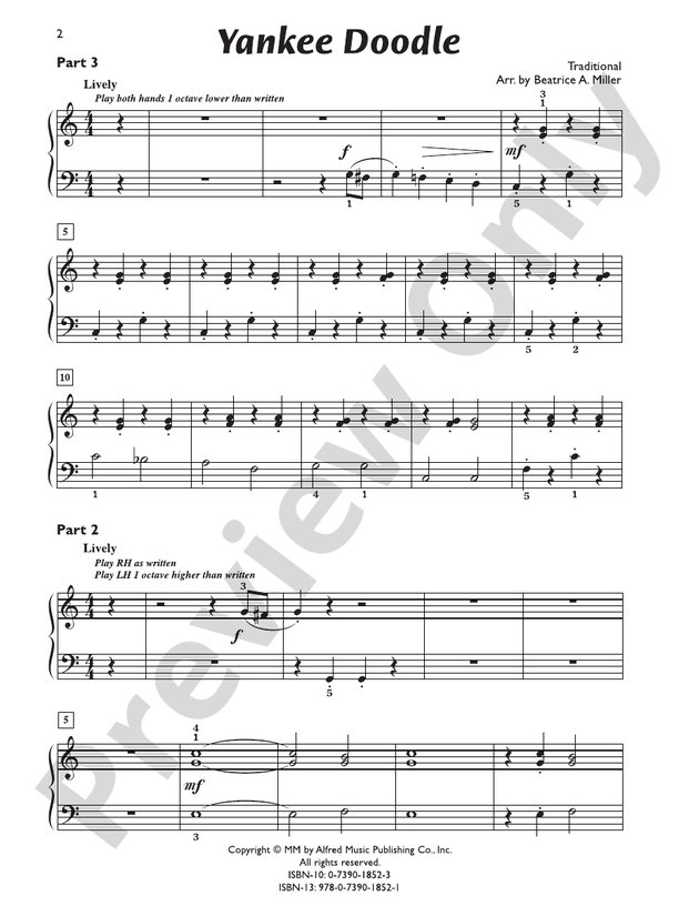Yankee Doodle - 1 Piano, 6 Hands (Digital Download)