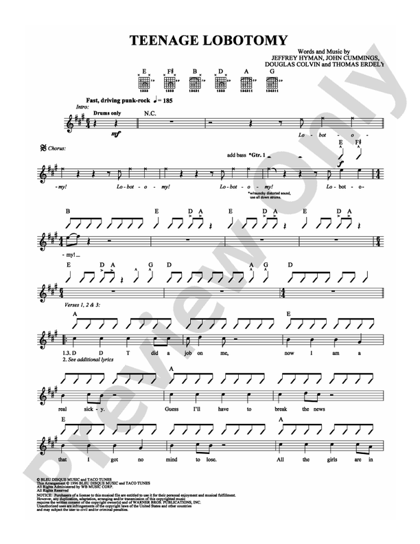 Teenage Lobotomy - Guitar TAB (Digital Download)