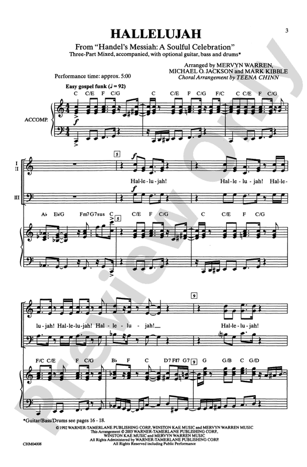 Hallelujah from Handel's Messiah - 3-Part Mixed Choral Octavo (Digital Download)