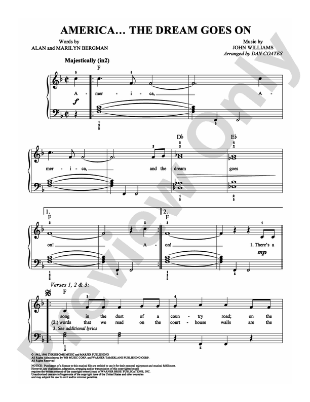 America... The Dream Goes On - Arr. Dan Coates - Easy Piano (Digital Download)
