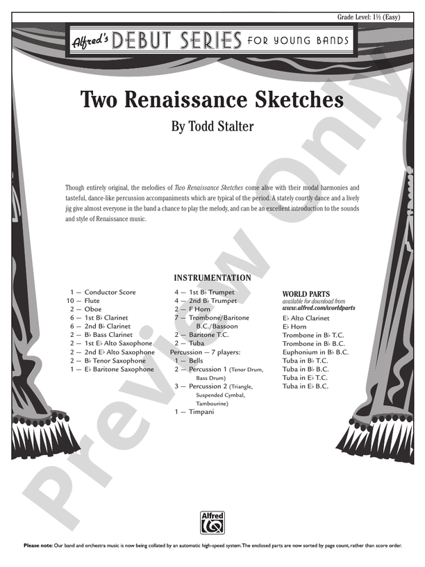 Two Renaissance Sketches - Concert Band Conductor Score & Parts (Digital Download)
