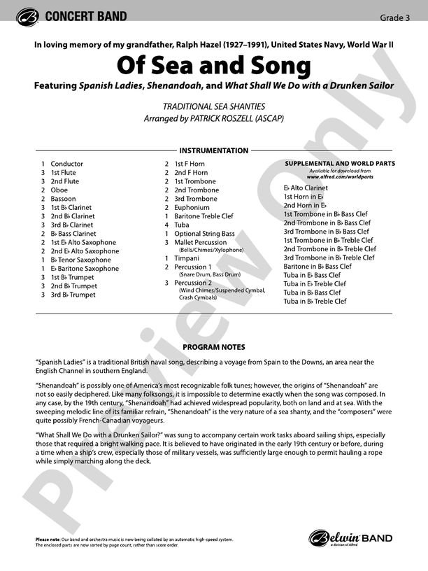 Of Sea and Song - Concert Band Conductor Score & Parts (Digital Download)