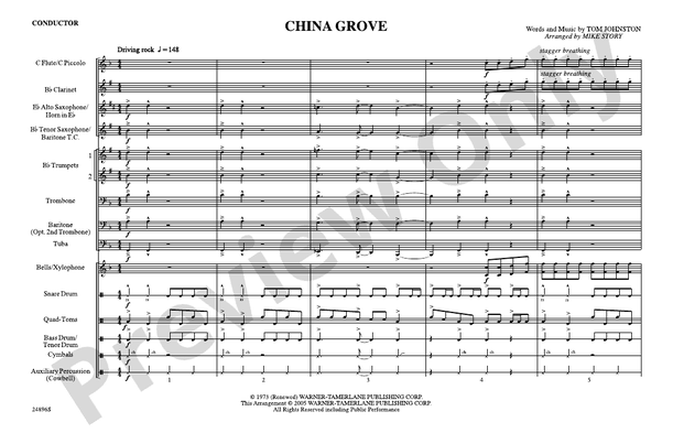 China Grove – Marching Band Conductor Score & Parts (Digital Download)