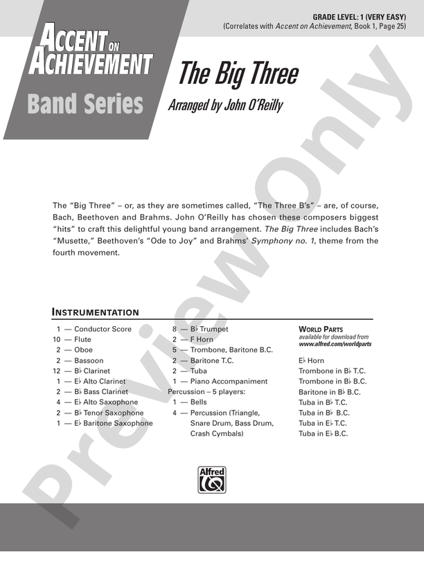 The Big Three - Concert Band Conductor Score & Parts (Digital Download)