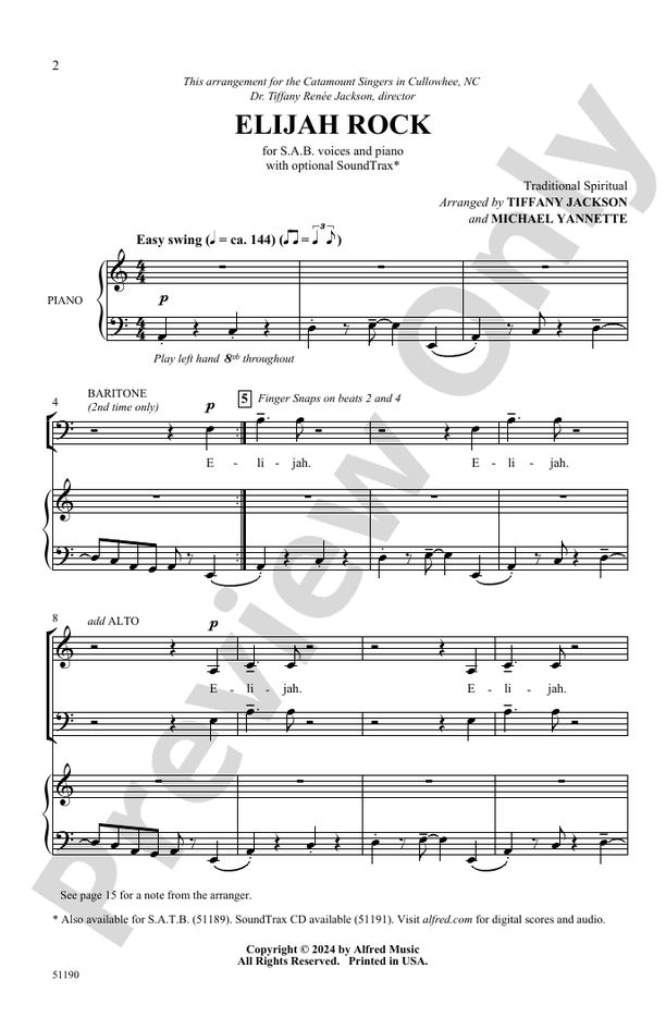 Elijah Rock - SAB Choral Octavo (Digital Download)
