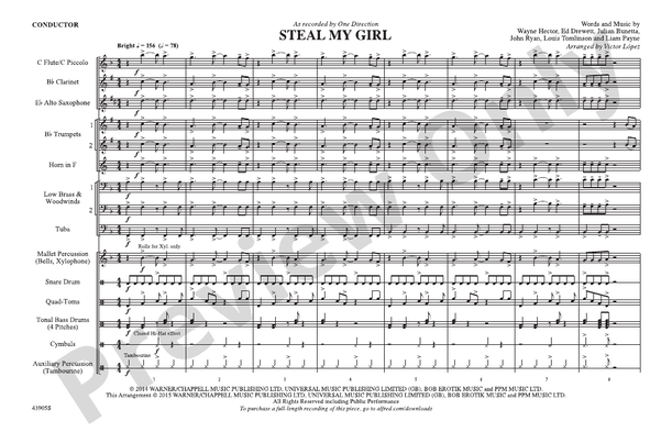 Steal My Girl – Marching Band Conductor Score & Parts (Digital Download)