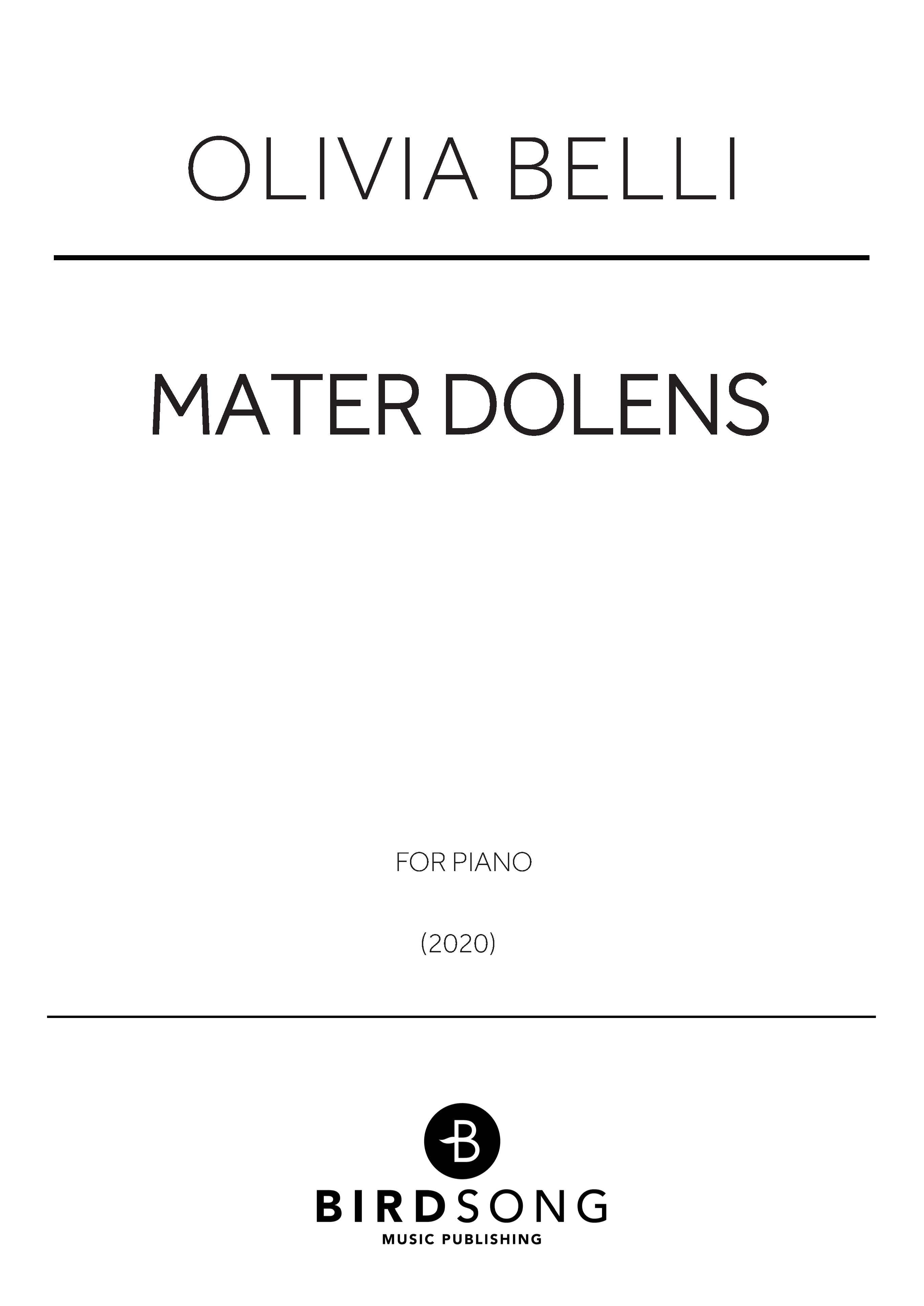 Belli - Mater Dolens - Piano Solo (Digital Download)