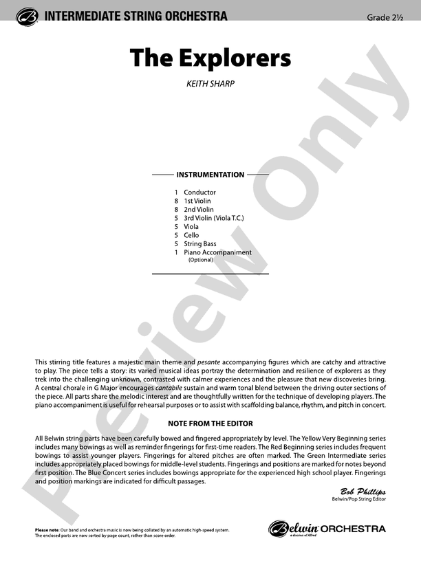 The Explorers – String Orchestra Conductor Score & Parts (Digital Download)