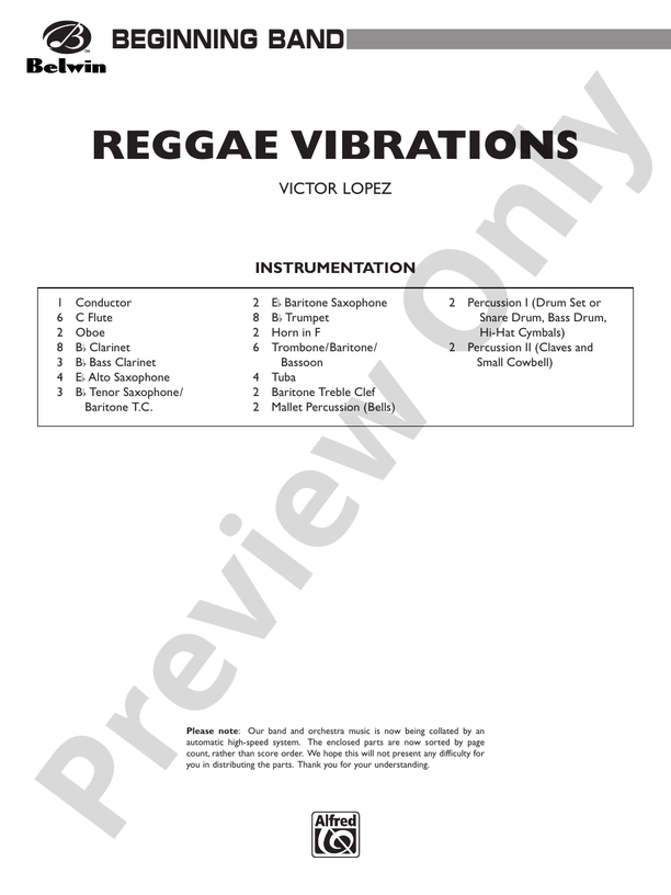 Reggae Vibrations - Concert Band Conductor Score & Parts (Digital Download)