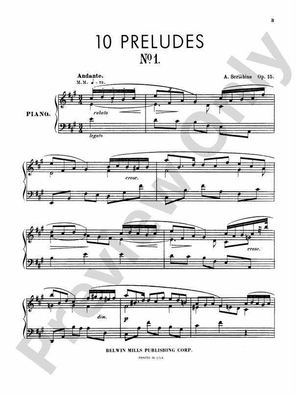 Scriabin - Ten Preludes - Piano Solo (Digital Download)