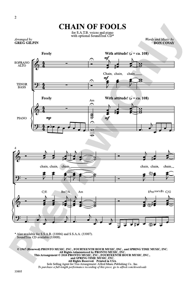 Chain of Fools – SATB Choral Octavo (Digital Download)