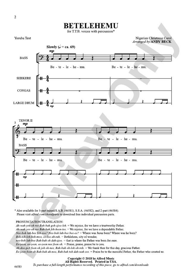 Betelehemu – TTB Choral Octavo (Digital Download)