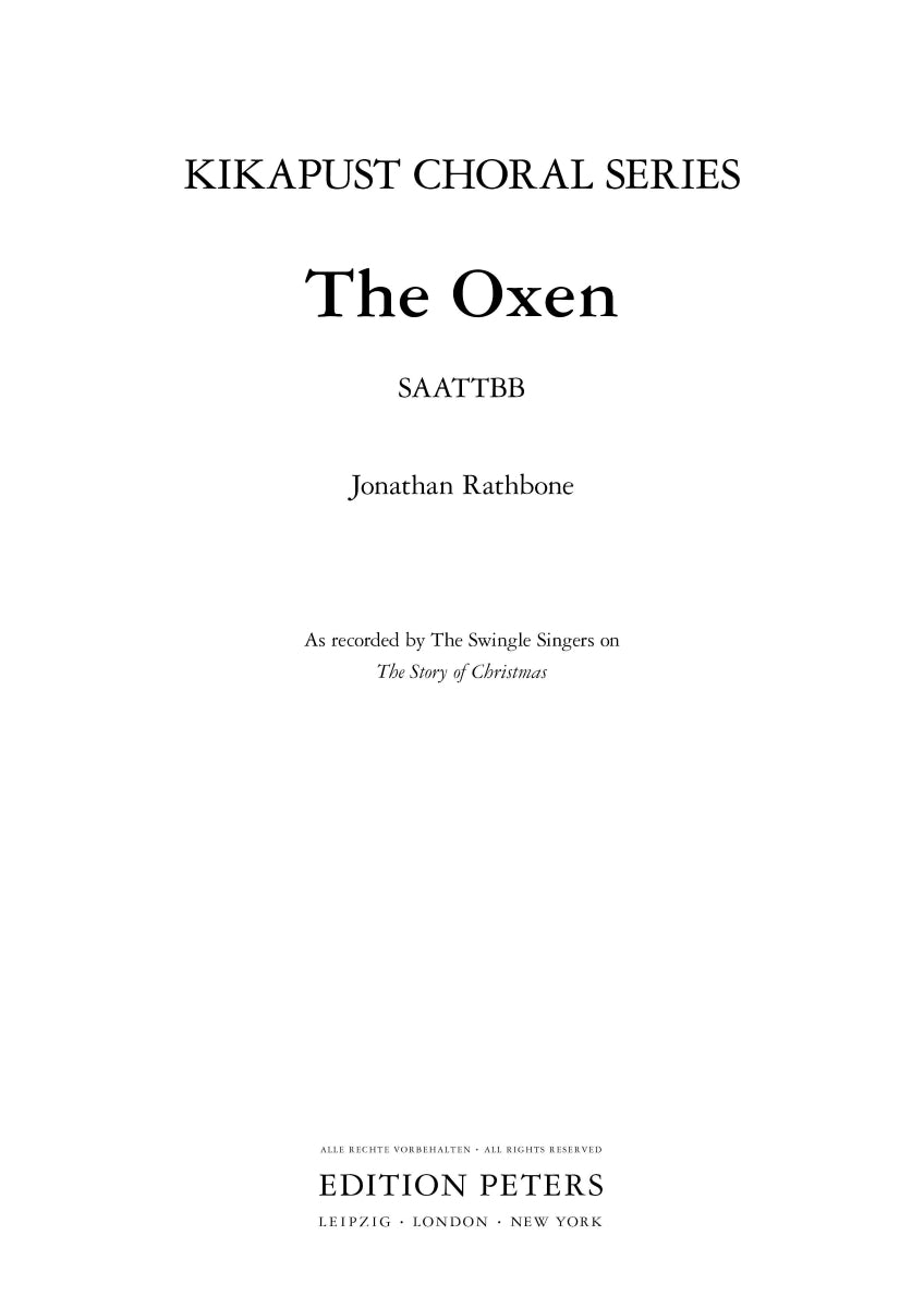 The Oxen - SATB Choral Octavo (Digital Download)