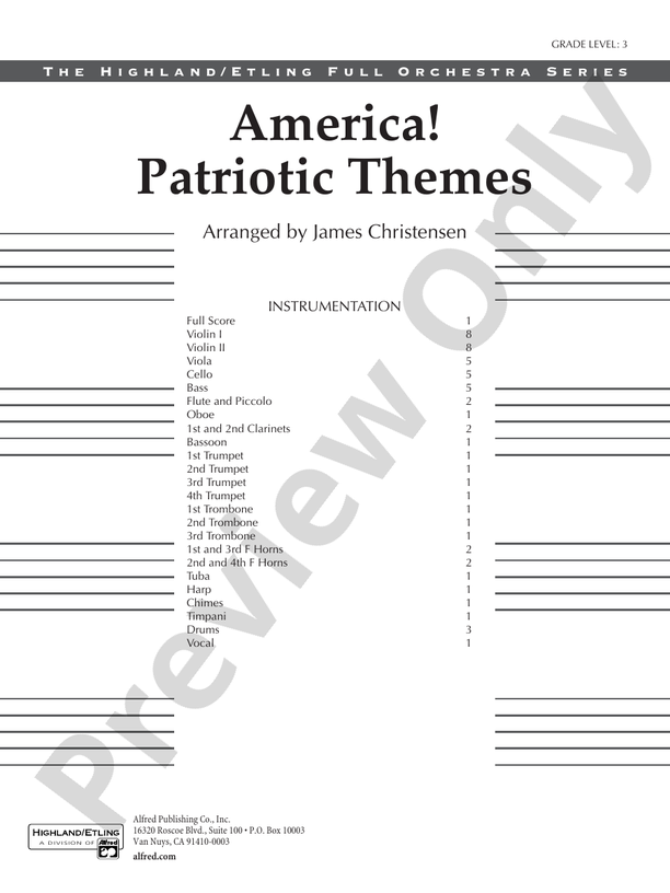 America! Patriotic Themes (as played at Disney World) – Full Orchestra Conductor Score & Parts (Digital Download)