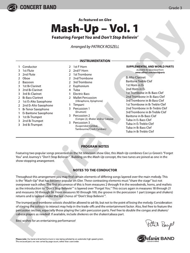 Mash-Up – Vol. 1 - Concert Band Conductor Score & Parts (Digital Download)
