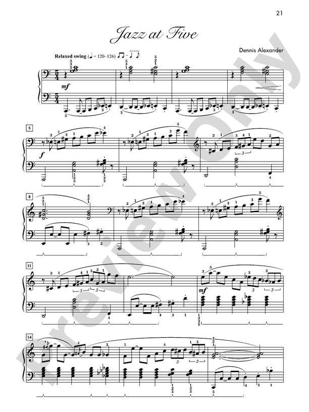 Jazz at Five - Piano Solo (Digital Download)
