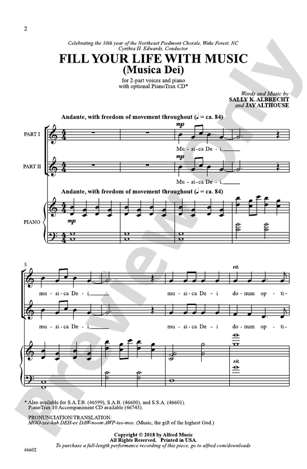 Fill Your Life with Music – 2-Part Choral Octavo (Digital Download)